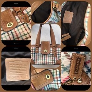 😍Coach Tattersall Wool & leather bag -Authentic💯